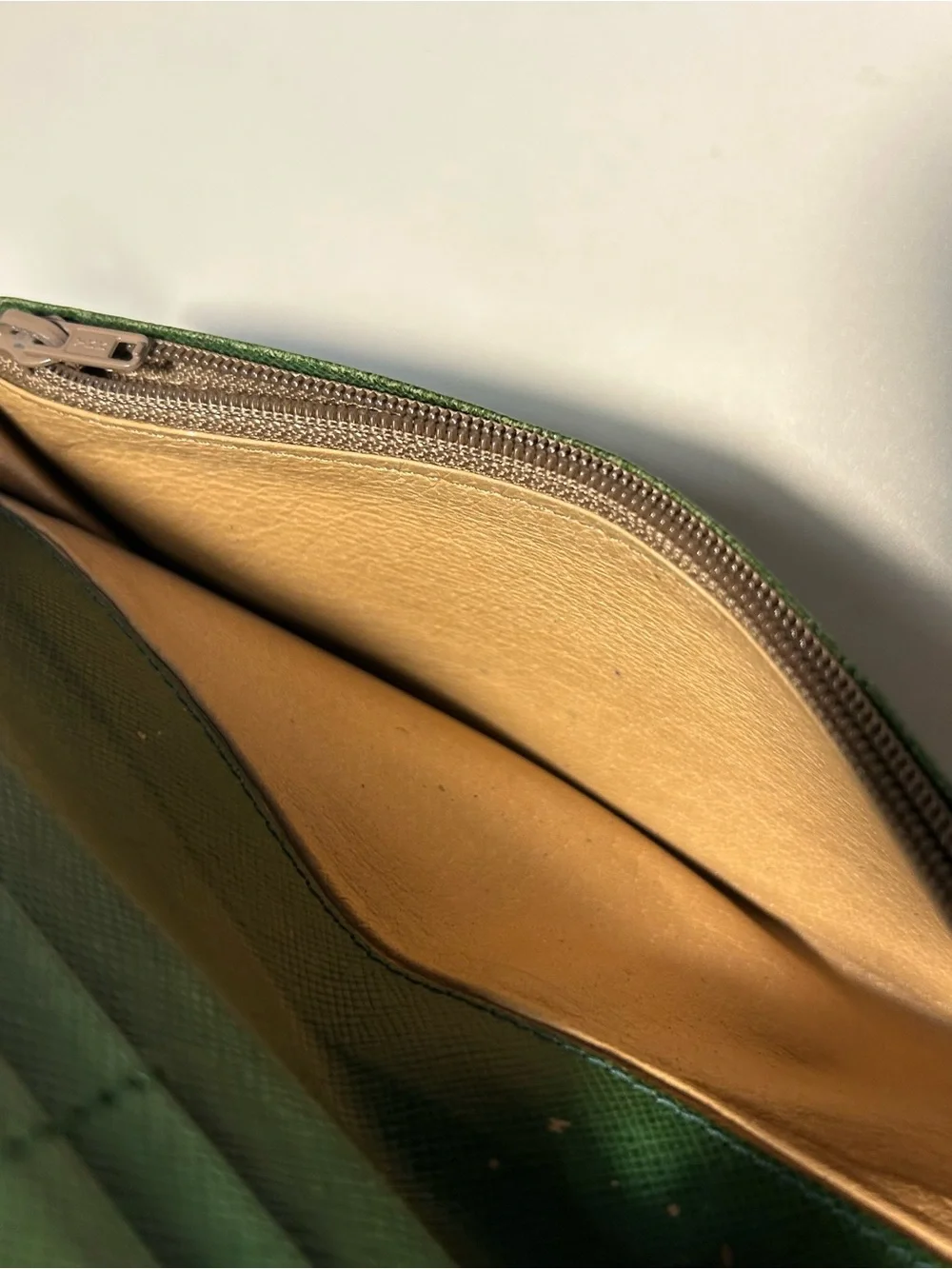 Givenchy Dark Green Leather bifold Wallet Gold Corners